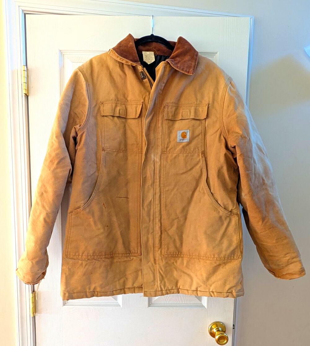 Carhartt Men's Brown Lined Full Zip Work Barn Jacket Solid Logo Size 46
